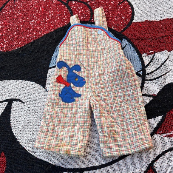 cee tee playwear Other - VINTAGE CEE TEE PLAYWEAR PLAID DOG PATCH OVERALLS OUTFIT SIZE 9 MONTHS